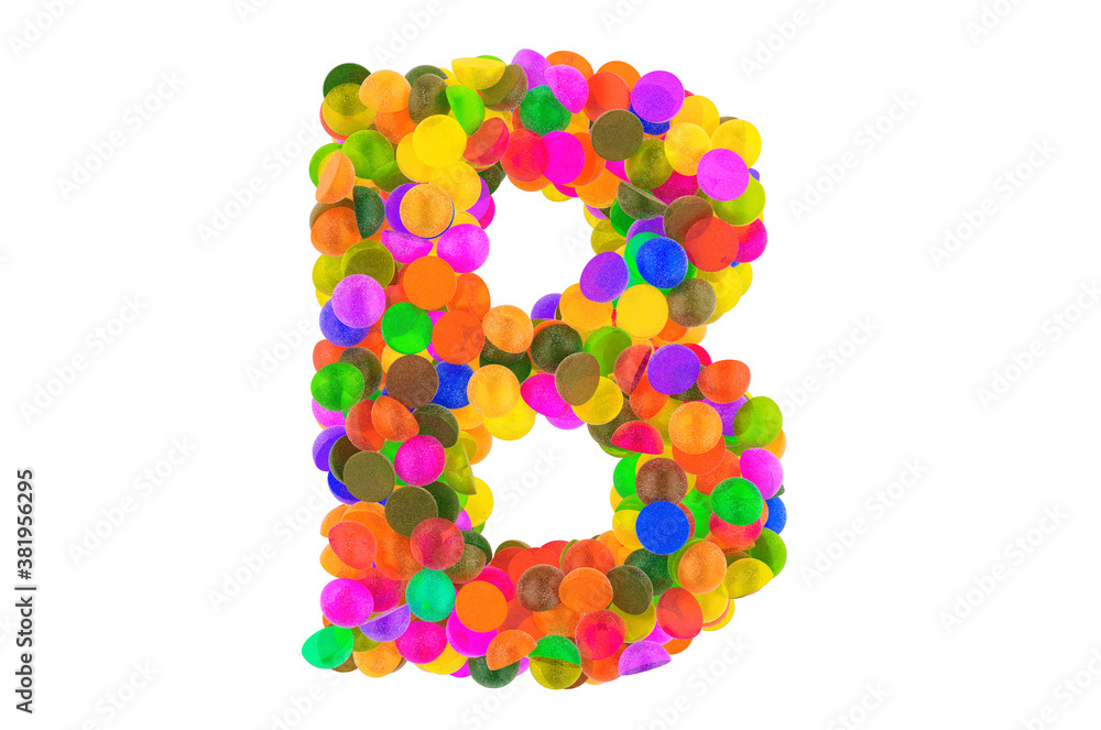 Letter B from colored marmalade candies. 3D rendering Letter B from colored marmalade candies. 3D rendering