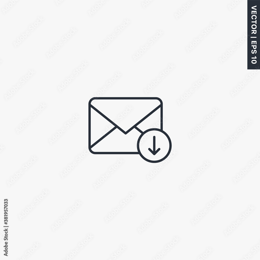 Drop down envelope, linear style sign for mobile concept and web design Drop down envelope, linear style sign for mobile concept and web design
