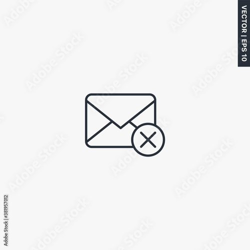 Delete envelope, linear style sign for mobile concept and web design