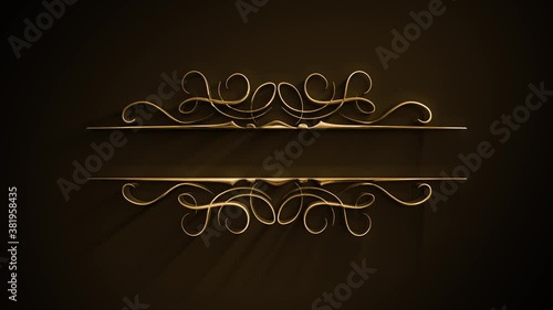 Gold Ornament Banner Background Reveal Animation/ 4k animation of an elegant golden banner background with ornamental and floral patterns elements revealing photo