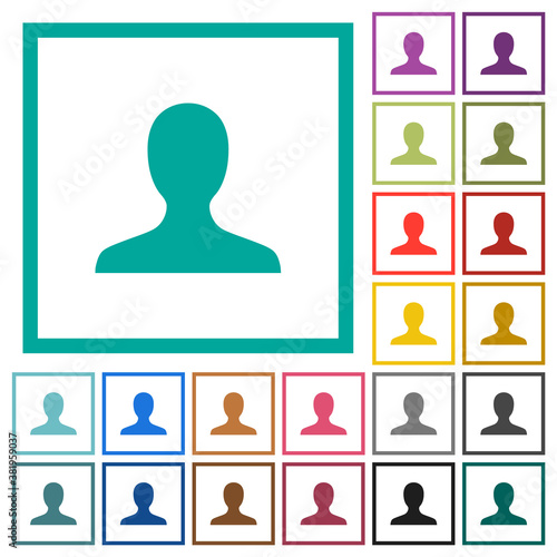 Blank user avatar flat color icons with quadrant frames