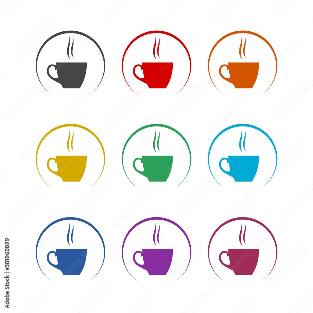 Coffee Cup Logo Icon, color set Coffee Cup Logo Icon, color set