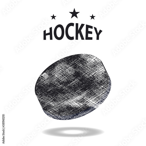 Hockey puck, abstract illustration, isolated on white background - vector. Winter sports
