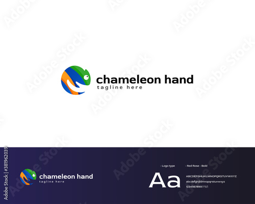 Chameleon colorful logo design template, awesome chameleon animal logo