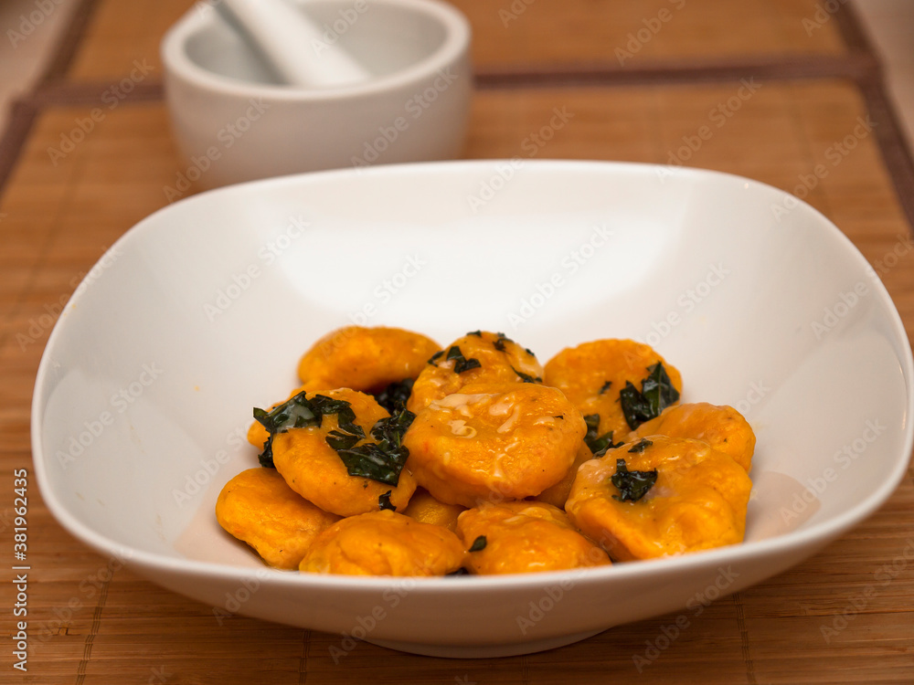 Carrot gnocchi with butter and sage Carrot gnocchi with butter and sage