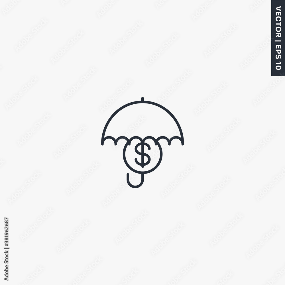 Financial protection, linear style sign for mobile concept and web design Financial protection, linear style sign for mobile concept and web design