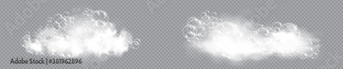 Bath foam soap with bubbles isolated vector illustration on transparent background. Set of shampoo and soap foam lather vector illustration.