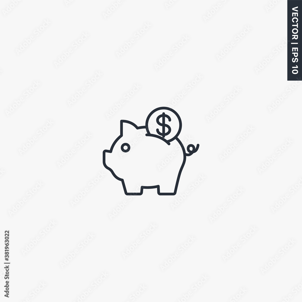 Piggy bank, linear style sign for mobile concept and web design Piggy bank, linear style sign for mobile concept and web design