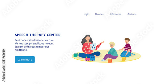 Kids speech therapy class a vector flat design for website