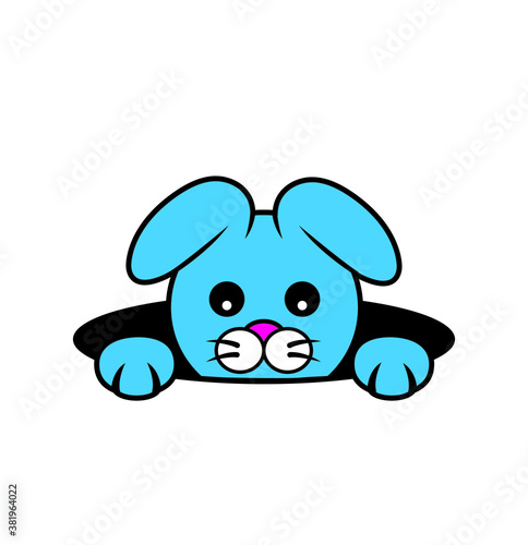 cute bunny peeking out of a hole