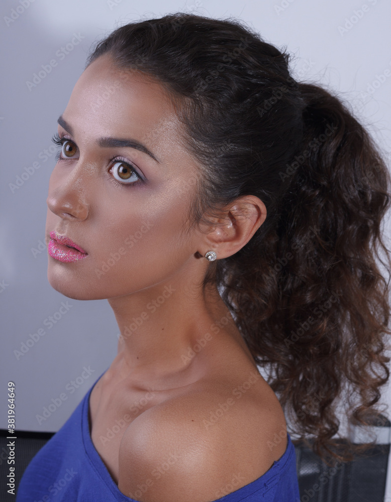 portrait of a woman, woman with nude make-up portrait of a woman, woman with nude make-up