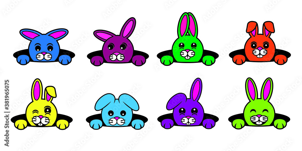 set of easter rabbits set of easter rabbits
