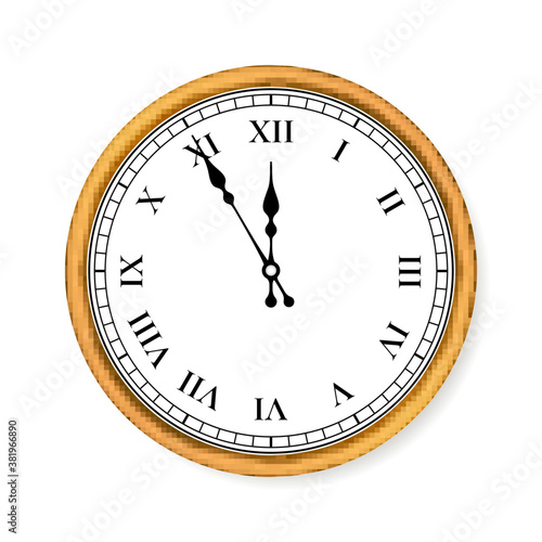 Old Circle clock on white background. Vector illustration
