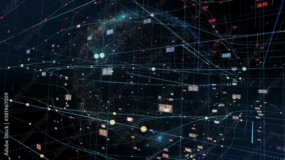 Spinning earth with digital data grid Spinning earth with digital data grid