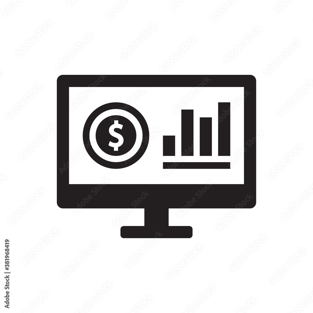 online graph report icon - financial growth monitoring icon online graph report icon - financial growth monitoring icon