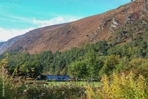 Landscape hilly areas of Ireland. Glendalough in the fall. 