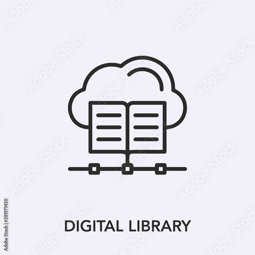 digital library icon vector sign symbol