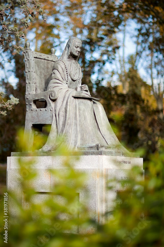 Madrid, Spain - September 29, 2020: Statue of the nun and writer of Mexico sor Juana Ines de la Cruz. photo