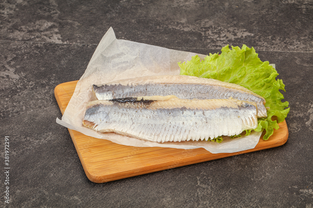 Herring fillet with salad leaves Herring fillet with salad leaves