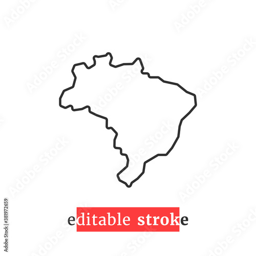 minimal editable stroke brazil map icon