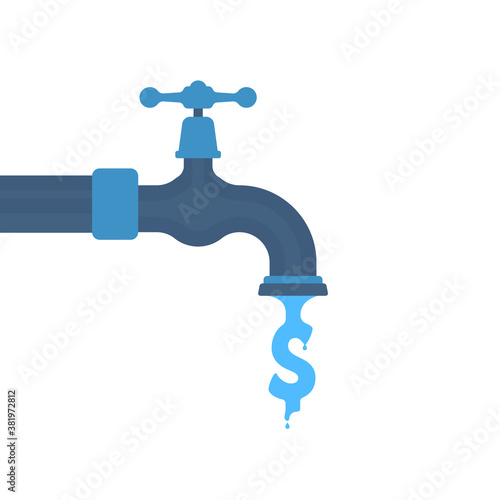 water like dollar sign flowing out tap