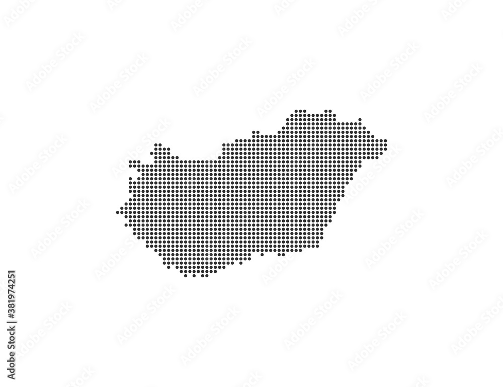 Hungary, country, dotted map on white background. Vector illustration.