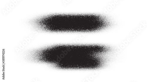 Brush stroke paint. Dotwork stain pattern. Sand grain effect. Black noise stipple dots. Abstract noise dotwork pattern. Black dots grunge banner. Stipple circles. Dotted brush stroke. Vector