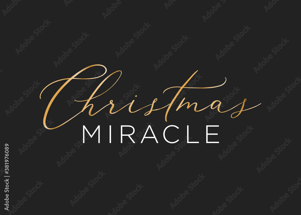 Christmas Miracle Text, Christmas Text, Christmas Greeting Card Background, Calligraphy Text, Vector Illustration Background