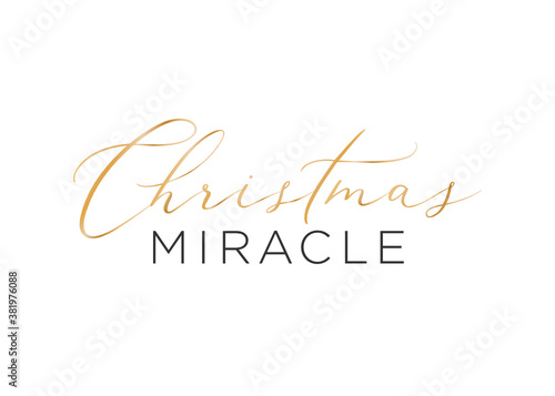 Christmas Miracle Text, Christmas Text, Christmas Greeting Card Background, Calligraphy Text, Vector Illustration Background