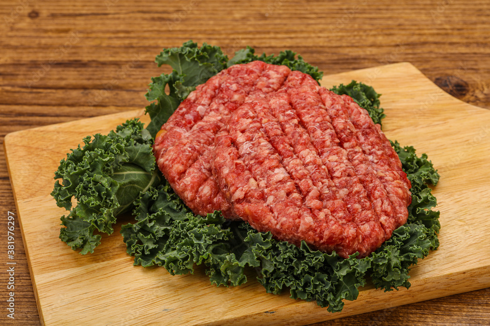 Raw beef burger cutlet for cooking Raw beef burger cutlet for cooking