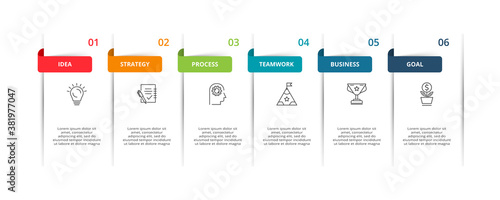 Creative concept for infographic with 6 steps, options, parts or processes. Business data visualization