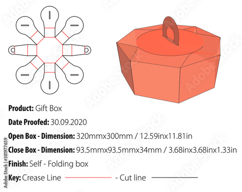 Gift box packaging design template selflock die cut - vector