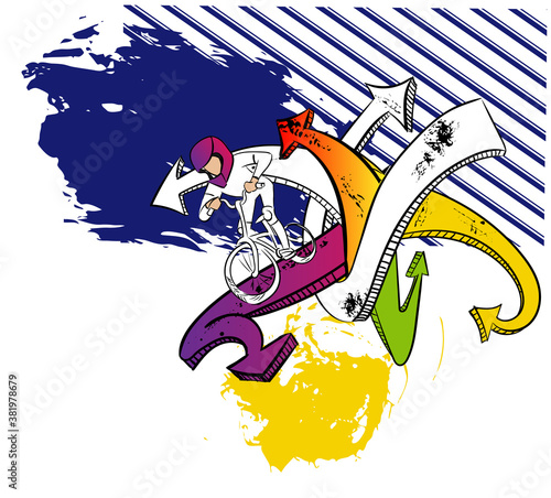 bmx rider skatepark vector character isolated line art cartoon