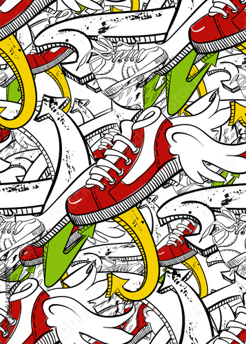 arrows skate rider bright vector seamless pattern