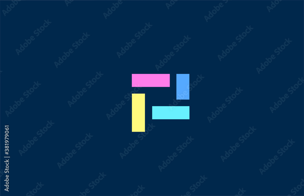 P alphabet letter logo icon in colorful geometric lines. Simple and creative colored design for business and company P alphabet letter logo icon in colorful geometric lines. Simple and creative colored design for business and company