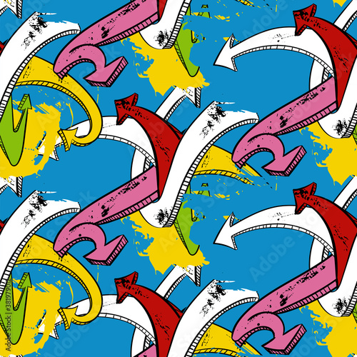 arrows skate rider bright vector seamless pattern