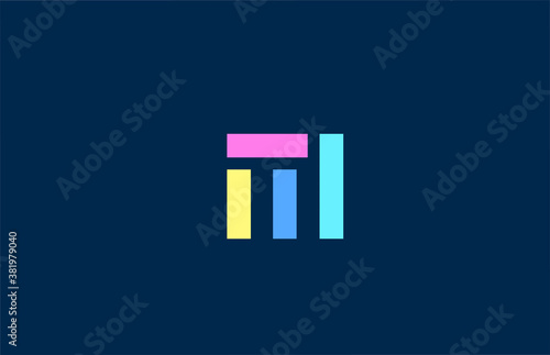 M alphabet letter logo icon in colorful geometric lines. Simple and creative colored design for business and company