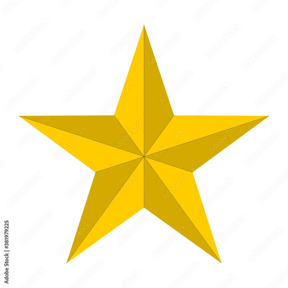 Single Isolated Shaded Golden Star. Vector Image. Single Isolated Shaded Golden Star. Vector Image.
