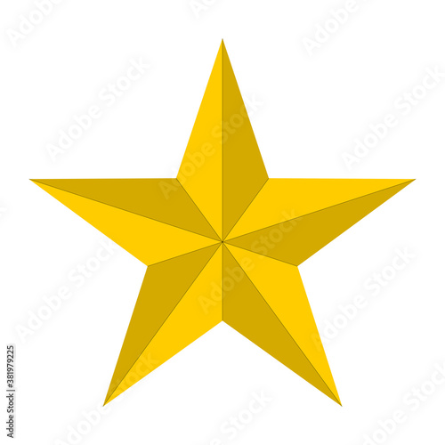 Single Isolated Shaded Golden Star. Vector Image.