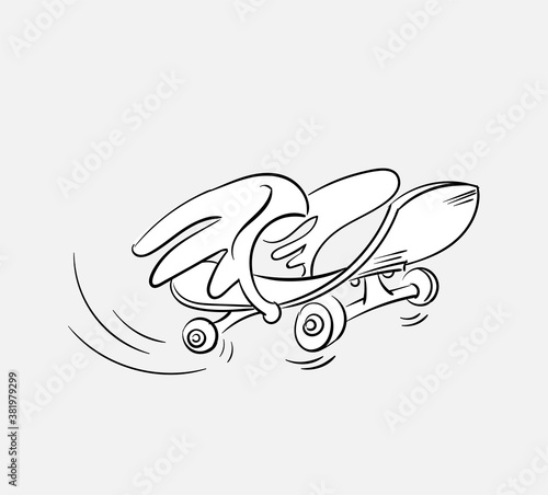 skateboard wings vector skatepark stuff cartoon isolated line art