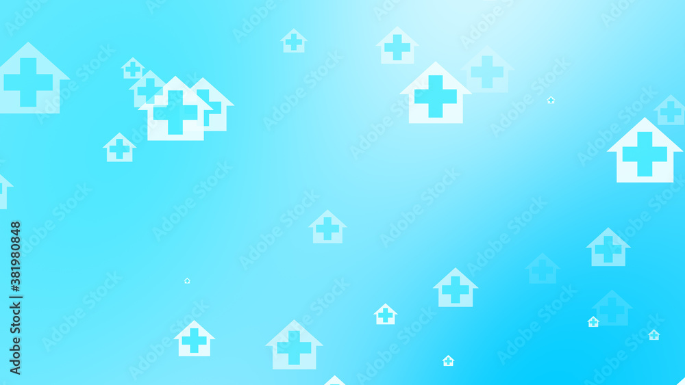 Medical health blue cross on home pattern background. Abstract banners with prevent virus infection and healthcare stay home concept. Medical health blue cross on home pattern background. Abstract banners with prevent virus infection and healthcare stay home concept.