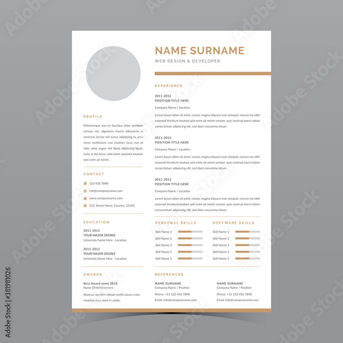 Professional Resume Template Vector Design