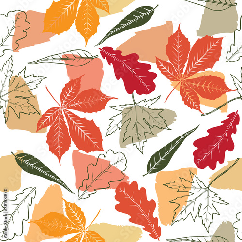 Colorful autumn theme seamless pattern print background