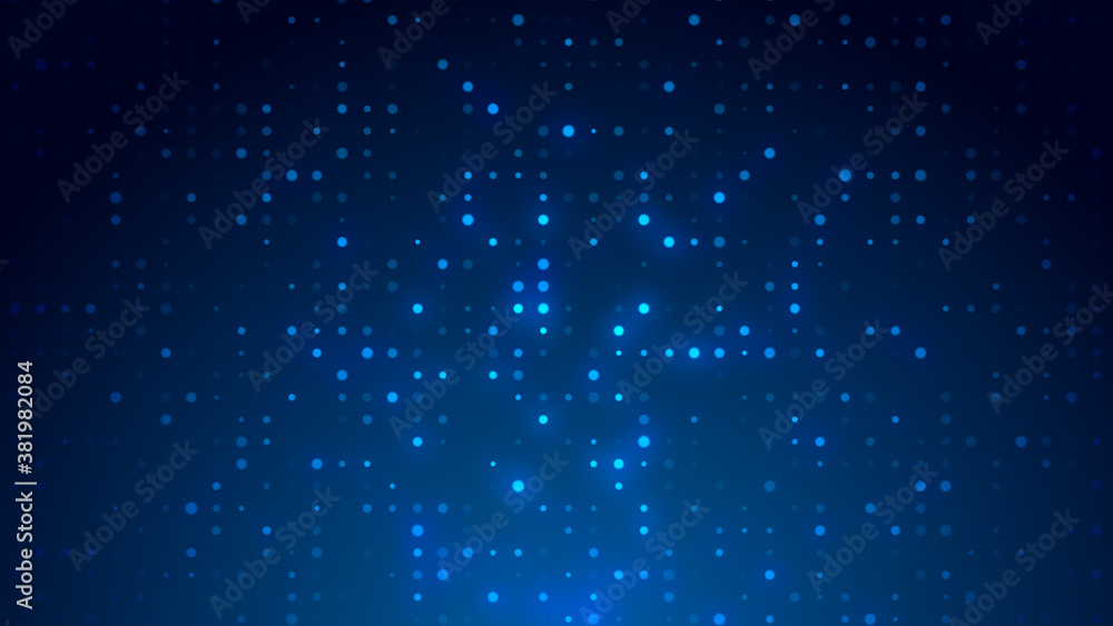 Fototapeta premium Dot white blue pattern screen led light gradient texture background. Abstract technology big data digital background. 3d rendering.