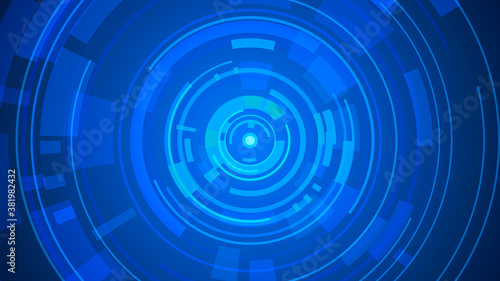 Circle blue technology Hi-tech dark background. Abstract graphic digital future concept design.