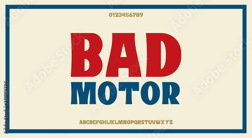 Bold retro vintage sans serif font, Clean minimalist typeface design, vector illustration