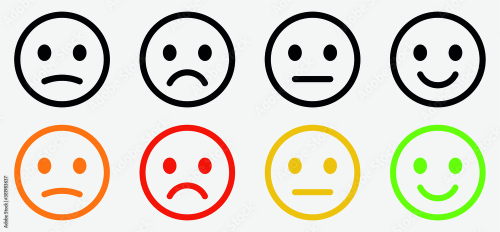 Set of emoticons with different moods, Emoji Feedback scale Set of emoticons with different moods, Emoji Feedback scale