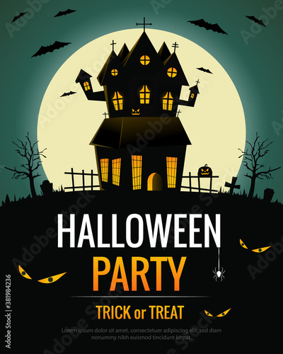 Halloween party invitation. Vector illustration.