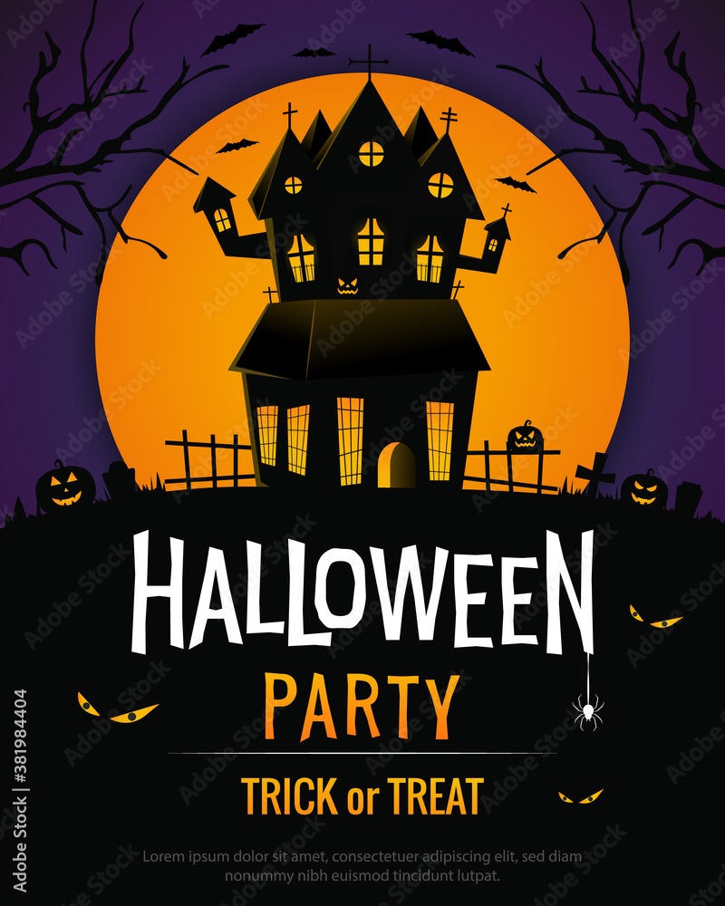 Halloween party invitation. Vector illustration.