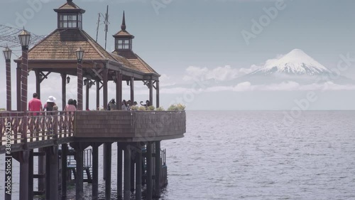 Frutillar view and town at Languihue lake and Osorno Volcano. Puerto Varas, Chile, South America.